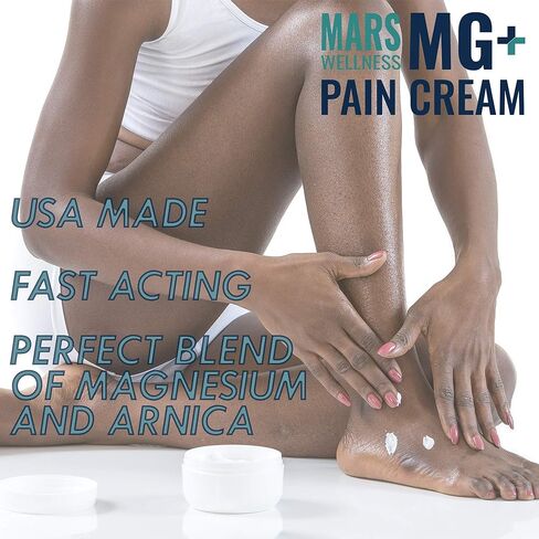 Mars Wellness MG+ Pain Cream - Extra Strength Magnesium and Arnica Cream - 4 OZ Tub - Sore Legs and Joints, Leg Cramps, Sports and Arthritis Pain Rub - 1 Pack in Saudi Arabia
