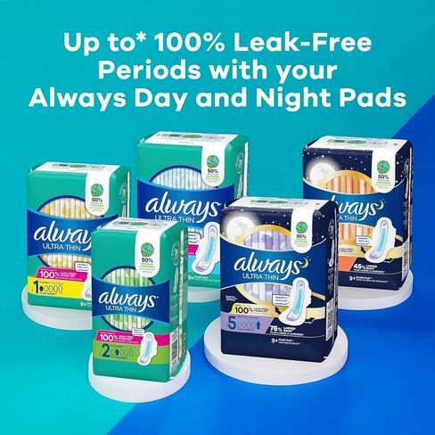 Always Ultra Thin, Feminine Pads For Women, Size 2 Long Super Absorbency, Multipack, Without Wings, Unscented, 40 Count x 3 Pack (120 Count total) in Saudi Arabia