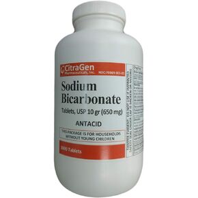 Sodium Bicarbonate Tablets USP 650 mg (10 Grains) for Relief of Acid Indigestion, Heartburn, Sour Stomach & Upset Stomach 1000 Tablets per Bottle by CitraGen Pharmaceuticals Inc in Saudi Arabia
