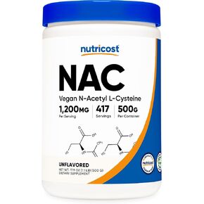 Nutricost N-Acetyl L-Cysteine (NAC) Powder 250 Grams - Vegan NAC, Non-GMO, Gluten Free in Kuwait