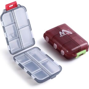 M MUchengbao Travel Pill Organizer Pocket Pharmacy ，with 3 Types of Labels 10 Compartments Small Fold Pill Box BPA-Free Daily Travel Pill Case Medicine Organizer for Store (Blue)