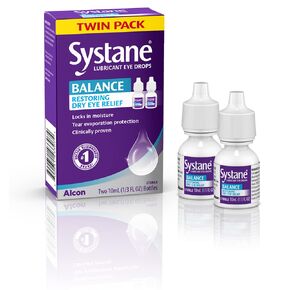 Systane Balance Lubricant Eye Drops, Restorative Formula, Twin pack, 0.33 Fl Oz (Pack of 2)