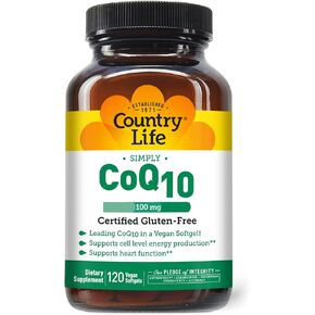 Country Life Simply CoQ10, Supports Heart Function, 100mg, 60 Softgels, Certified Gluten Free, Certified Vegan…