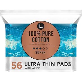 Organic Cotton Topsheet Ultra Thin Super Absorbency Pads - 56 Ct in Kuwait