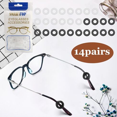 14pairs Eyeglass Ear Grips Sleeve Holder-Eyeglasses Ear Hooks -Comfort Anti-Slip glasses ear grip-For Kids and Adults Sunglasses, Reading Glasses, Sport Eyewear (Black) in Kuwait