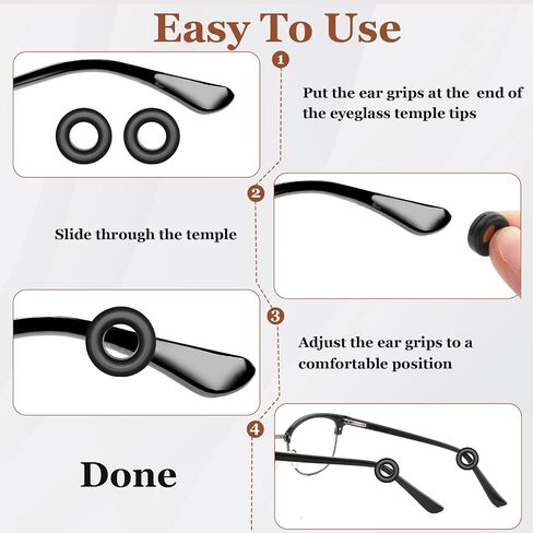 14pairs Eyeglass Ear Grips Sleeve Holder-Eyeglasses Ear Hooks -Comfort Anti-Slip glasses ear grip-For Kids and Adults Sunglasses, Reading Glasses, Sport Eyewear (Black) in Kuwait