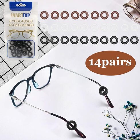 14pairs Eyeglass Ear Grips Sleeve Holder-Eyeglasses Ear Hooks -Comfort Anti-Slip glasses ear grip-For Kids and Adults Sunglasses, Reading Glasses, Sport Eyewear (Black) in Kuwait
