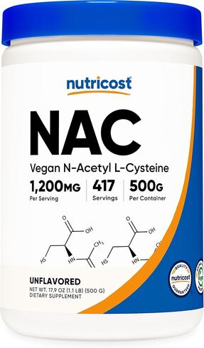Nutricost N-Acetyl L-Cysteine (NAC) Powder 250 Grams - Vegan NAC, Non-GMO, Gluten Free in Kuwait