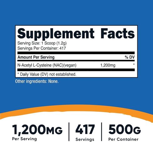Nutricost N-Acetyl L-Cysteine (NAC) Powder 250 Grams - Vegan NAC, Non-GMO, Gluten Free in Kuwait