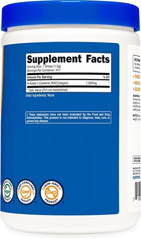 Nutricost N-Acetyl L-Cysteine (NAC) Powder 250 Grams - Vegan NAC, Non-GMO, Gluten Free in Kuwait