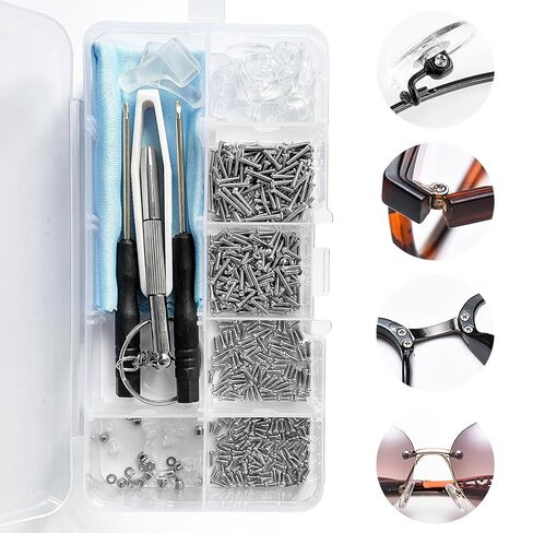 Eyeglass Repair Kit with Screws, PHDHQS Eye Glasses Repairing Kit - Glasses Repair Kit with Screws, Nose Pads, Glass Screwdriver, Tweezers and Cleaning Cloth in Saudi Arabia