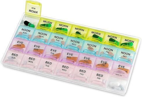 MEDca Pill Organizers - (2 Pack) Large Pill Organizer with Weekly and Daily 4-Times-A-Day Compartments for Morning, Noon, Evening, Night - BPA-Free, Portable and Travel Friendly Pill Boxes Case in Kuwait