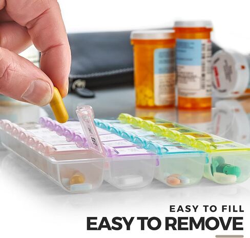 MEDca Pill Organizers - (2 Pack) Large Pill Organizer with Weekly and Daily 4-Times-A-Day Compartments for Morning, Noon, Evening, Night - BPA-Free, Portable and Travel Friendly Pill Boxes Case in Kuwait