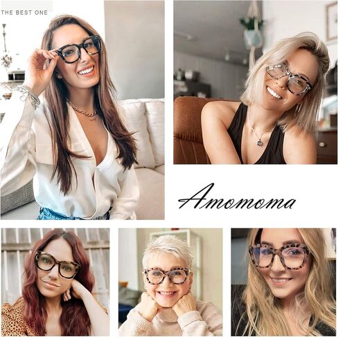 نظارات قراءة كبيرة الحجم من AMOMOMA للنساء باللون الأزرق تحجب قارئات الكمبيوتر بمفصلات زنبركية AM6003 in Kuwait