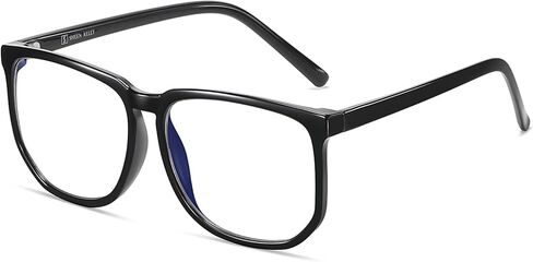 SHEEN KELLY Vintage Oversized Blue Light Blocking Glasses - Square Frame, Black/Tortoiseshell, Large Clear Lens in Kuwait