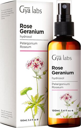 Gya Labs Rose Geranium Hydrosol For Skin Care and Fresh Ambiances - 100% Natural Essential Oil Spray and Body Mist - Face Mist Spray For Skin & Self Care (3.4 fl oz) in Saudi Arabia