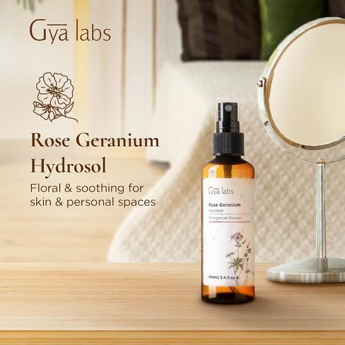 Gya Labs Rose Geranium Hydrosol For Skin Care and Fresh Ambiances - 100% Natural Essential Oil Spray and Body Mist - Face Mist Spray For Skin & Self Care (3.4 fl oz) in Saudi Arabia