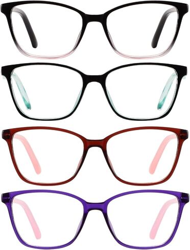 نظارات قراءة من Przene مكونة من 4 قطع تحجب الضوء الأزرق، قارئ عين القطة للنساء والرجال مع مفصلات زنبركية in Kuwait