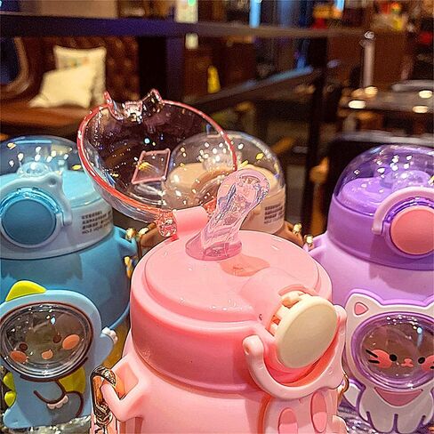 Kawaii Water Bottle Cute Water Bottles for Girls, Kawaii Water Bottle with Straw and Adjustable Strap, Portable Leakproof BPA-Free Drinking Bottle for School Outdoor Sports Travel, 24oz (Blue) in Kuwait