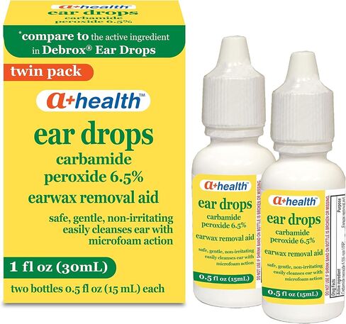 A+ Health Earwax Removal Drops, Carbamide Peroxide 6.5%, Made in USA, Twin Pack, 1 fl Ounce in Kuwait