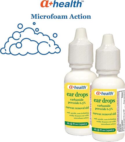 A+ Health Earwax Removal Drops, Carbamide Peroxide 6.5%, Made in USA, Twin Pack, 1 fl Ounce in Kuwait