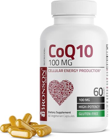 برونسون CoQ10 100 MG عالي الفعالية لإنتاج الطاقة الخلوية، 60 كبسولة نباتية in Saudi Arabia