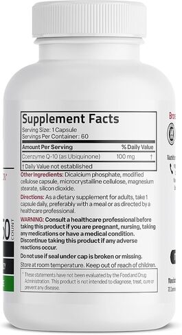 برونسون CoQ10 100 MG عالي الفعالية لإنتاج الطاقة الخلوية، 60 كبسولة نباتية in Saudi Arabia