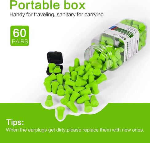 سدادات اذن - 60 زوجًا من سدادات الأذن الإسفنجية فائقة النعومة 60 زوجًا، سدادات أذن 35 ديسيبل للنوم in Kuwait