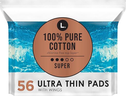 Organic Cotton Topsheet Ultra Thin Super Absorbency Pads - 56 Ct in Kuwait