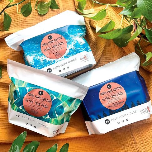 Organic Cotton Topsheet Ultra Thin Super Absorbency Pads - 56 Ct in Kuwait