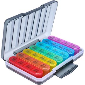 Windtrace Pill Organizer 4 Times a Day,Pill Box 7 Day,Weekly Pill Case Daily for Travel,Moisture-Proof Design to Hold Vitamins, Supplements and Medication in Kuwait