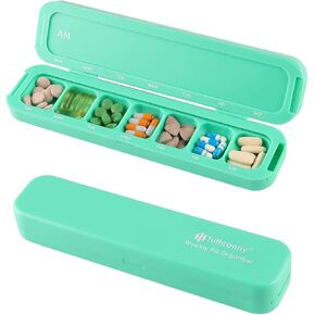 منظم حبوب الدواء الأسبوعي من تافكوني مرتين في اليوم، منظم الأدوية 7 أيام صباحًا ومساءً، 14 حجرة لصناديق حبوب الدواء اليومية للأدوية/المكملات (رمادي) in Kuwait