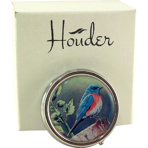 Designer Pill Box by Houder - Decorative Pill Case with Gift Box - Carry Your Meds in Style (Blue Bird)