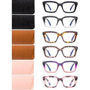 Areyeth Retro Oversized Blue Light Blocking Reading Glasses for Women Oprah Style Large Thick Frame Ladies Reader with Spring Hinge (Six colors, 2.25) in Kuwait