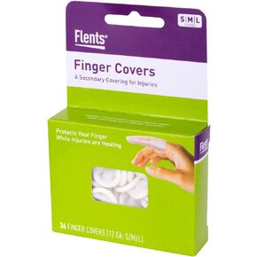 Flents First Aid Finger Covers, 12 Count, Small, Medium, Large, X-Large, Protects Finger While Healing From Injury (3 Pairs Each of S/M/L/XL) (69626)