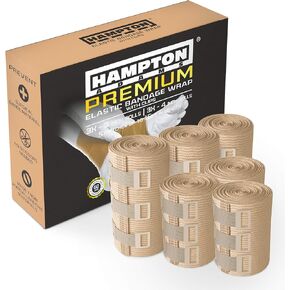 (6 عبوات) غلاف ضمادة مرنة | أغلفة مرنة خالية من اللاتكس للالتواءات الطبية والرياضية والإصابات ولفائف الساق ولف الكاحل وضغط القدم | ضمادة ضغط قطنية + 6 مشابك إضافية in Kuwait