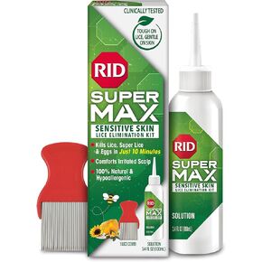 RID Super Max 4-in-1 Lice Removal Treatment Kit, Kills Super Lice & Eggs + Immediate Lice Defense, Pesticide-Free, Includes Nit Removal Comb in Kuwait