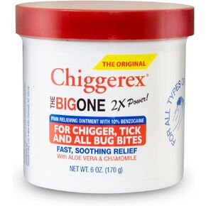 Chiggerex 2X Power First Aid Medicated Ointment for Chiggers, Mosquito Bites, Ticks and Bug Bite Relief with Aloe Vera & Chamomile, 6 oz in Saudi Arabia