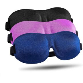 LKY DIGITAL Sleep Mask for Side Sleeper 3 Pack, 100% Blackout 3D Eye Mask for Sleeping, Night Blindfold for Men Women