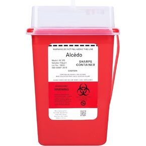 Alcedo Sharps Container for Home Use and Professional 1 Quart (5-Pack), Biohazard Needle and Syringe Disposal, Small Portable Container for Travel