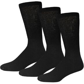 Big and Tall Diabetic Neuropathy Crew Socks, King Size Mens Athletic Crew Socks (13-16, Black) - 3 pairs in Kuwait