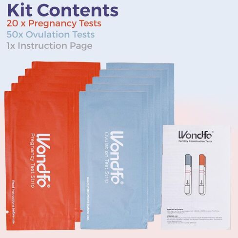 Wondfo 50 Ovulation Test Strips and 20 Pregnancy Test Strips Kit | Rapid Test Detection for Home Self-Checking (50 LH + 20 HCG)-Expirs in Dec 2026 in Saudi Arabia
