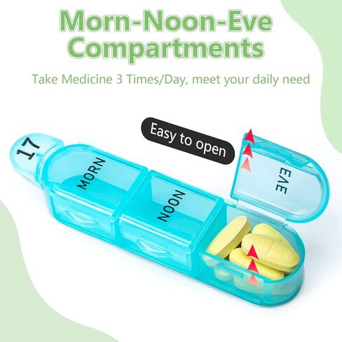 Zoksi Monthly Pill Organizer 3 Times a Day, One Month Pill Box Organizer Morn-Noon-Eve, 30 Day Pill Case for Travel, 31 Day Medicine Organizer with 32 Removable Compartments for All Meds in Kuwait