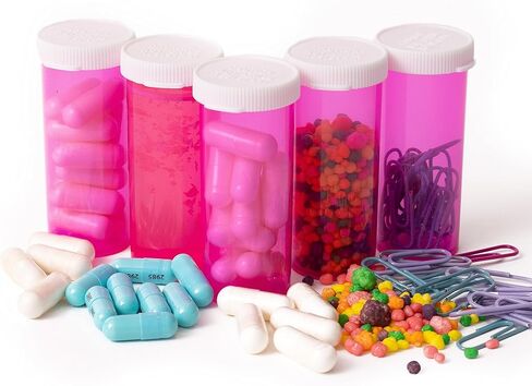 Top Class Ventures Pink Empty Pill Bottles with Caps – Plastic Pink Prescription Medicine Bottles – 8 Dram - Small Travel Size, Medication Organizer, Nurse Graduation Party Favors - 30 Pack in Kuwait