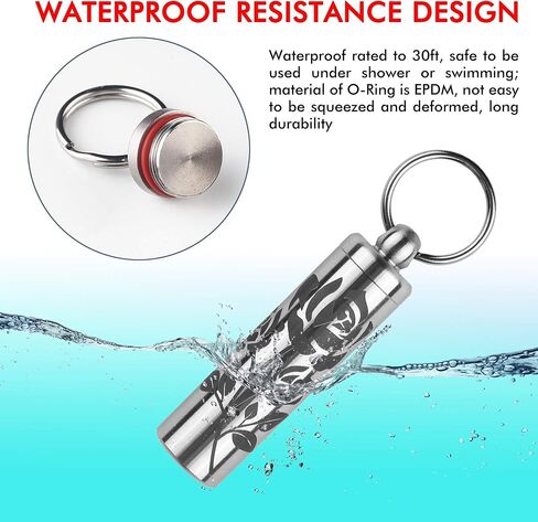 حبوب منع الحمل من الفولاذ المقاوم للصدأ لـ أدفيل نيترو قطر داخلي 0.50 بوصة سلسلة مفاتيح حامل حبوب مع وردة محفورة مقاومة للماء 30ft in Kuwait