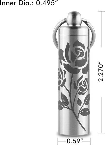 حبوب منع الحمل من الفولاذ المقاوم للصدأ لـ أدفيل نيترو قطر داخلي 0.50 بوصة سلسلة مفاتيح حامل حبوب مع وردة محفورة مقاومة للماء 30ft in Kuwait