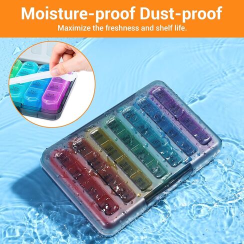 Windtrace Pill Organizer 4 Times a Day,Pill Box 7 Day,Weekly Pill Case Daily for Travel,Moisture-Proof Design to Hold Vitamins, Supplements and Medication in Kuwait