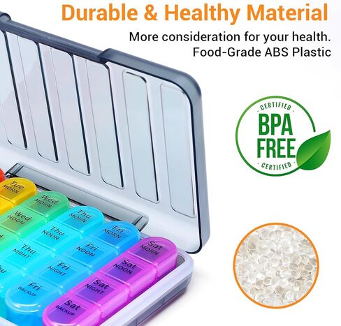 Windtrace Pill Organizer 4 Times a Day,Pill Box 7 Day,Weekly Pill Case Daily for Travel,Moisture-Proof Design to Hold Vitamins, Supplements and Medication in Kuwait