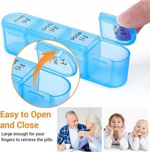 Windtrace Pill Organizer 4 Times a Day,Pill Box 7 Day,Weekly Pill Case Daily for Travel,Moisture-Proof Design to Hold Vitamins, Supplements and Medication in Kuwait