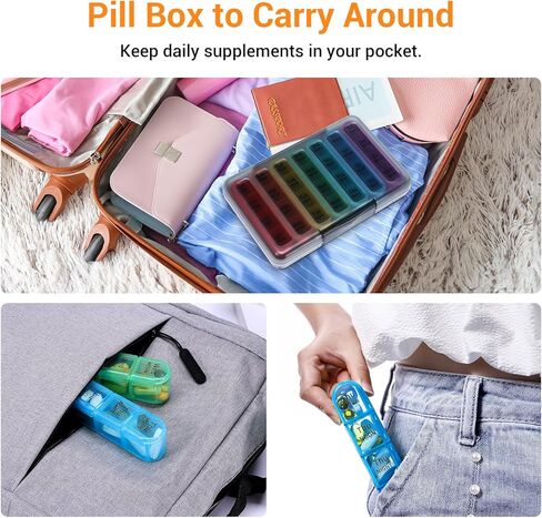 Windtrace Pill Organizer 4 Times a Day,Pill Box 7 Day,Weekly Pill Case Daily for Travel,Moisture-Proof Design to Hold Vitamins, Supplements and Medication in Kuwait